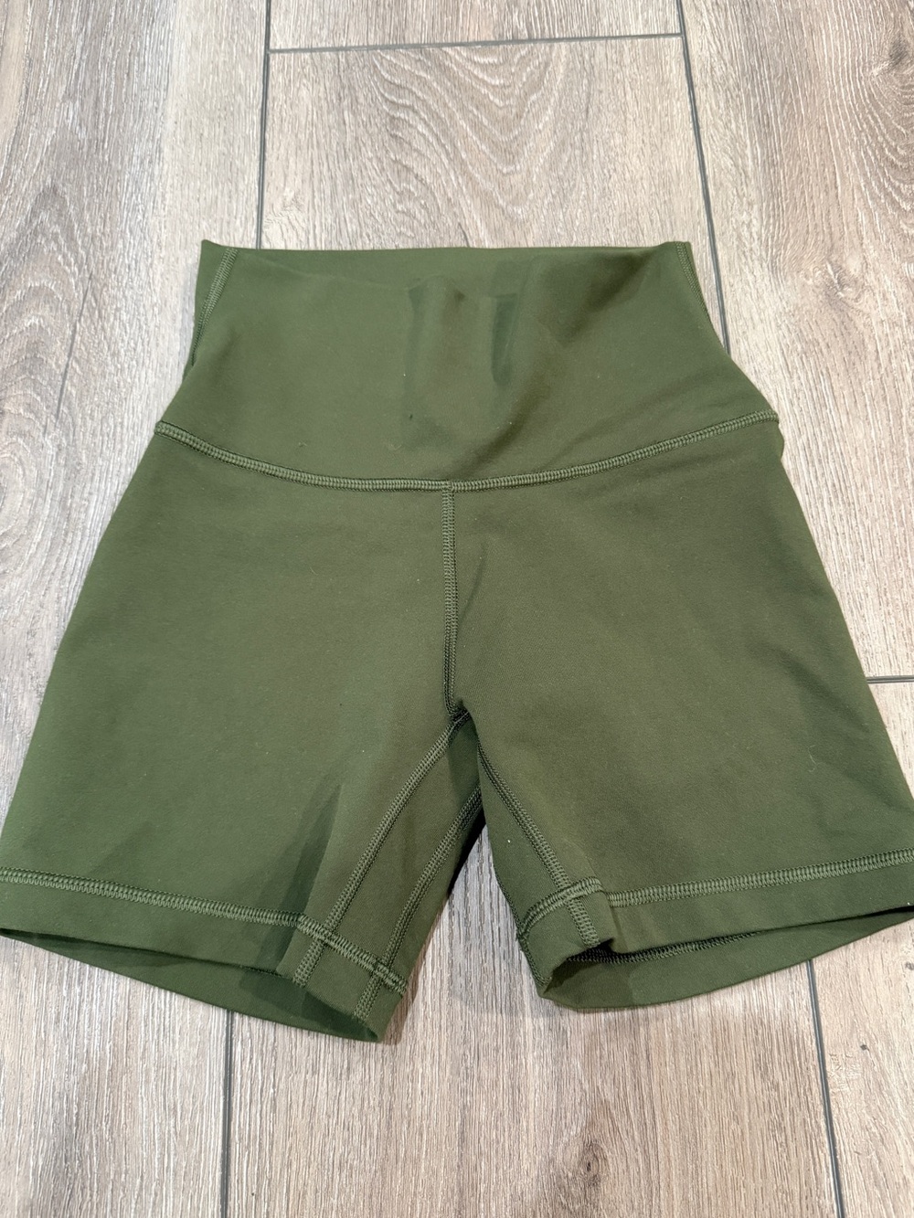 Aritzia Olive Green High-Waist Bike Shorts
